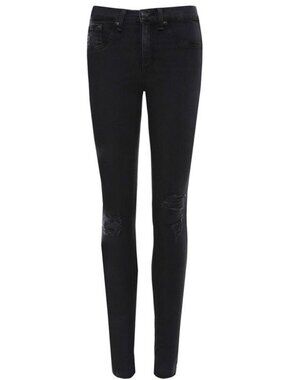 RAG & BONE High Rise Skinny Jeans Black Night Denim Wash sz 32 Women's